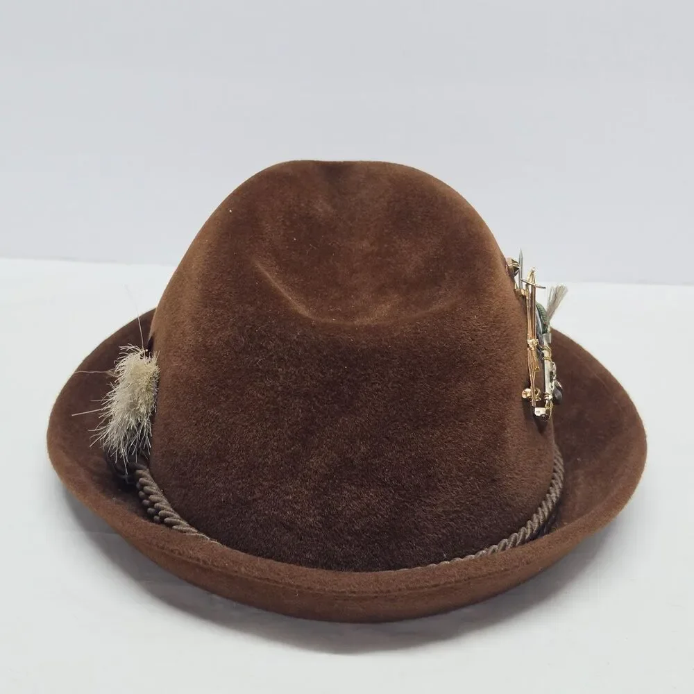 Vintage Eichenberger Switzerland Brown Beaver Hat Hunter Fedora Size 7 1/8 EU 57
